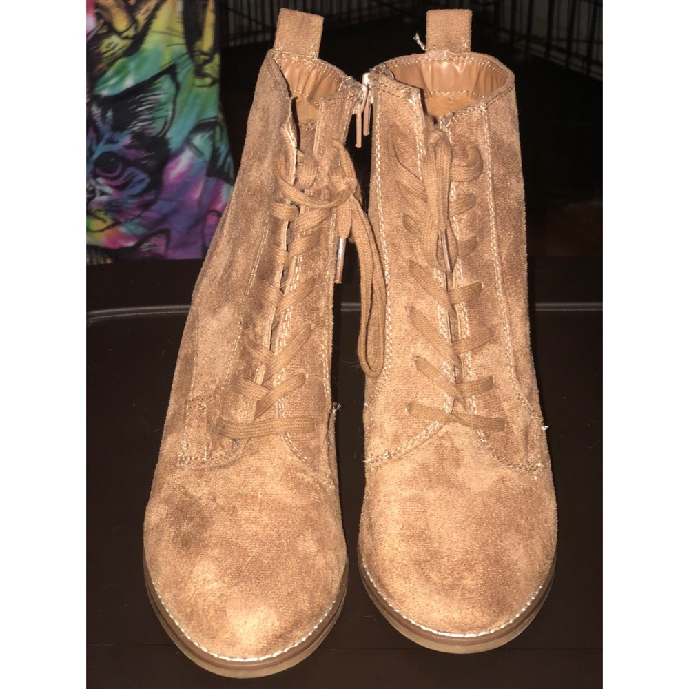 Suede wedge booties